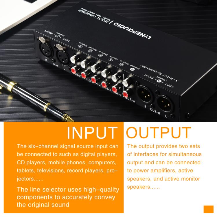 B081 6 Input 3 Outupt Audio Signal Selector Switcher Multi-channel Switcher, Fully Balanced Passive Front Active Speaker Volume Controller RCA Selector -  by buy2fix | Online Shopping UK | buy2fix