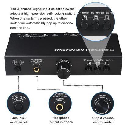 B082 3 Input 3 Output Audio Signal Selector Balanced Line Switcher -  by buy2fix | Online Shopping UK | buy2fix