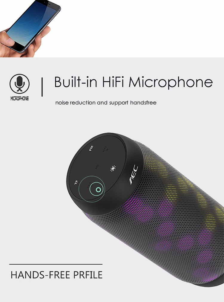 AEC BQ615 PRO Colorful LED Wireless HiFi Stereo Speaker, Combines Bluetooth + TF card player + FM radio + AUX + NFC - Desktop Speaker by AEC | Online Shopping UK | buy2fix