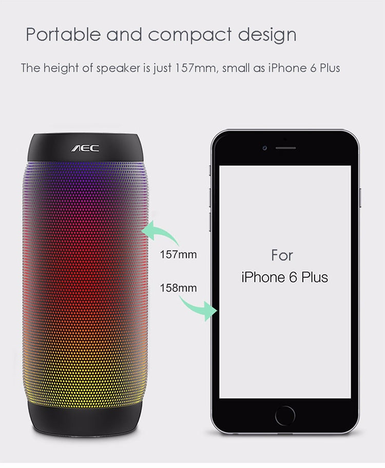 AEC BQ615 PRO Colorful LED Wireless HiFi Stereo Speaker, Combines Bluetooth + TF card player + FM radio + AUX + NFC - Desktop Speaker by AEC | Online Shopping UK | buy2fix