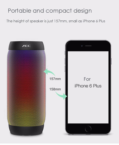 AEC BQ615 PRO Colorful LED Wireless HiFi Stereo Speaker, Combines Bluetooth + TF card player + FM radio + AUX + NFC - Desktop Speaker by AEC | Online Shopping UK | buy2fix
