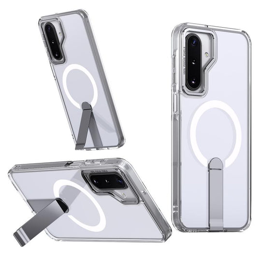 For Samsung Galaxy A17 5G Kalebol Star Shine Skin Feel MagSafe Phone Case with Straight Fold Holder(Transparent)