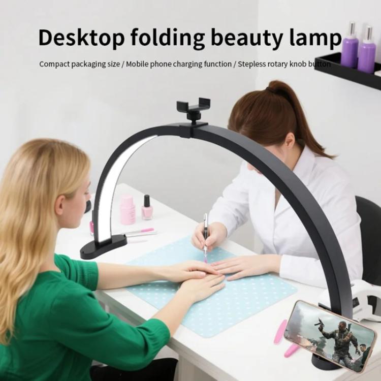 HD-M11X 28 inch LED Light Semi-Circular Desktop Beauty Lamp Fill Light For Tattoo / Nail Art, Plug:AU Plug - Selfie Light by buy2fix | Online Shopping UK | buy2fix