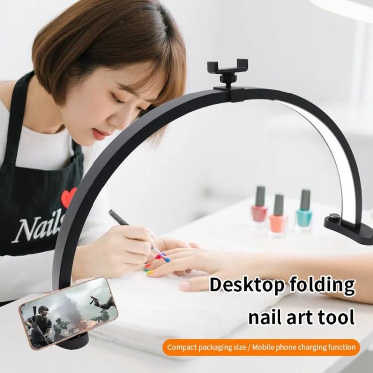 HD-M11X 28 inch LED Light Semi-Circular Desktop Beauty Lamp Fill Light For Tattoo / Nail Art, Plug:UK Plug - Selfie Light by buy2fix | Online Shopping UK | buy2fix