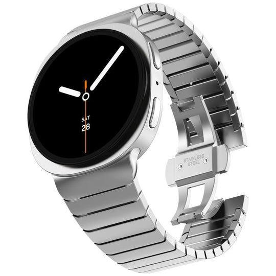 For Galaxy Watch9 / 8 / 8 Classic One Beads Butterfly Buckle Stainless Steel Watch Band(Silver)