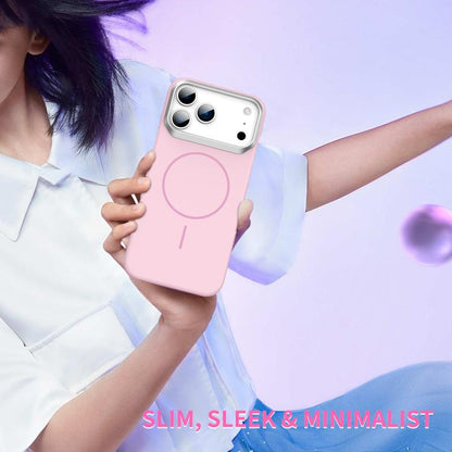 For iPhone 17 Pro Max Gold Armor PC Thin Circle MagSafe Shockproof Phone Case(Pink) - iPhone 17 Pro Max Cases by buy2fix | Online Shopping UK | buy2fix