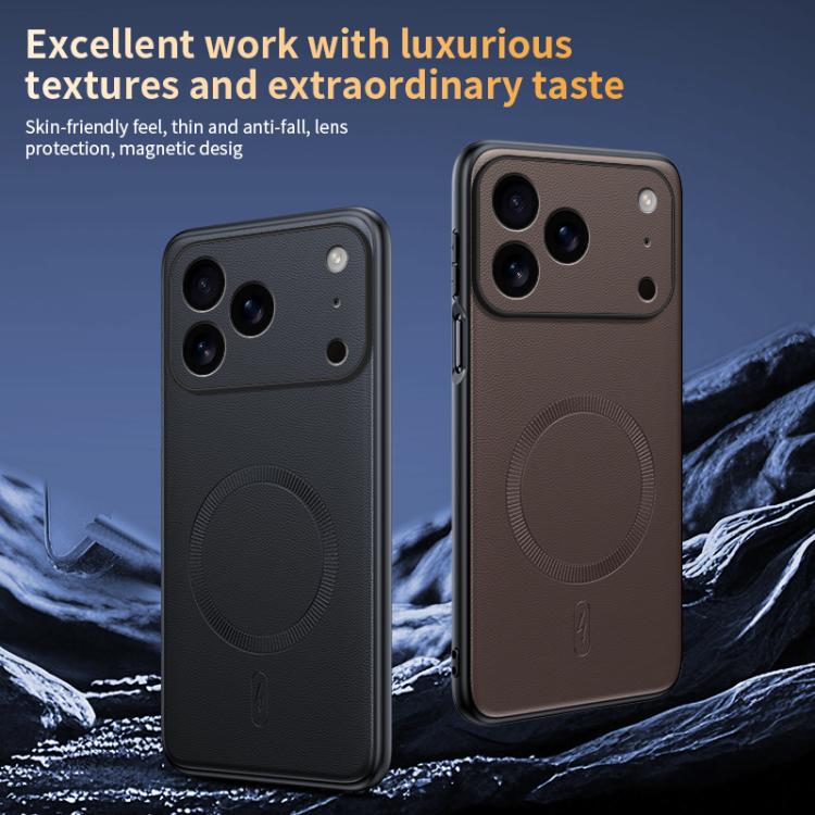 For iPhone 17 Pro Max Plain Leather MagSafe Shockproof Phone Case(Black) - iPhone 17 Pro Max Cases by buy2fix | Online Shopping UK | buy2fix