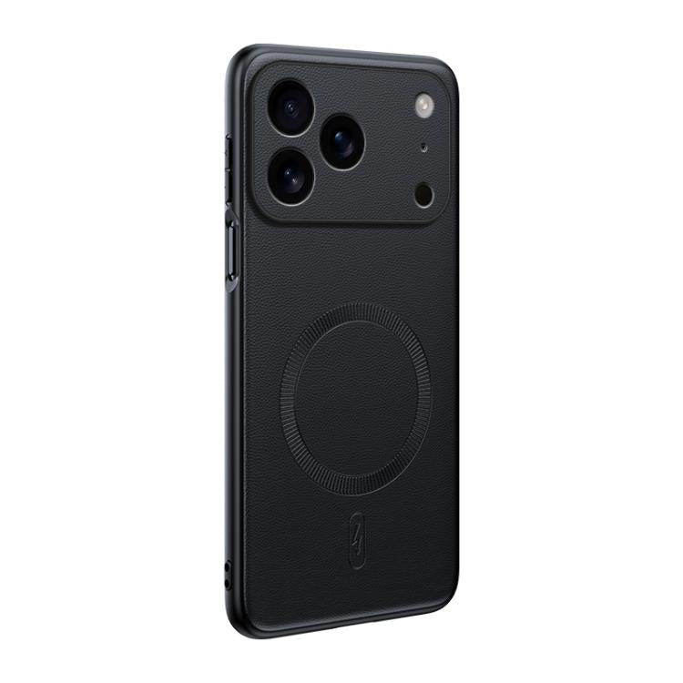 For iPhone 17 Pro Plain Leather MagSafe Shockproof Phone Case(Black) - iPhone 17 Pro Cases by buy2fix | Online Shopping UK | buy2fix