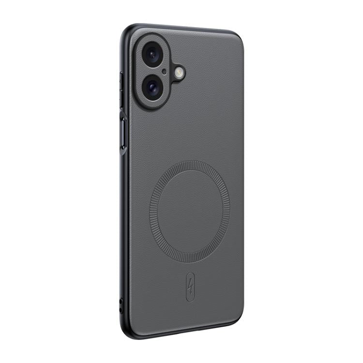 For iPhone 17 Plain Leather MagSafe Shockproof Phone Case(Gray) - iPhone 17 Cases by buy2fix | Online Shopping UK | buy2fix