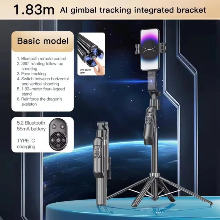 Q565 Anti Shake Extendable 4-Leg Stand Smartphone Facial Tracking Gimbal Selfie Stick - Selfie Sticks by buy2fix | Online Shopping UK | buy2fix