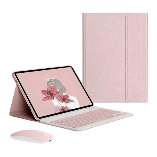 For iPad 2022 Detachable Magnetic Bluetooth Keyboard Tablet Case with Mouse(Pink)