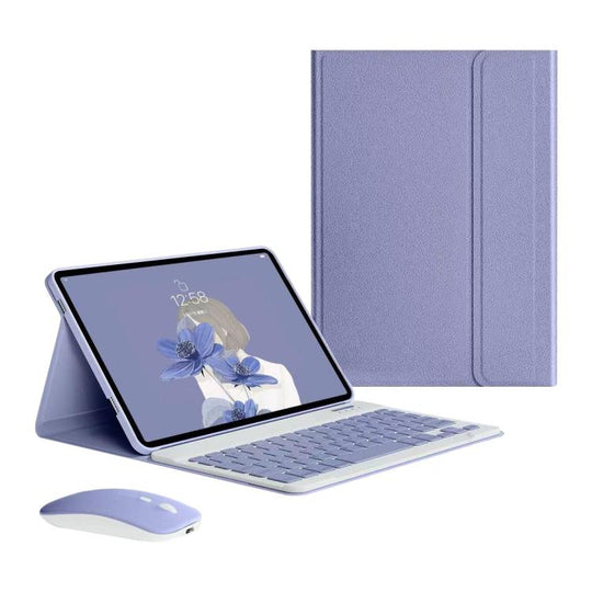 For iPad 2022 Detachable Magnetic Bluetooth Keyboard Tablet Case with Mouse(Lavender Purple)