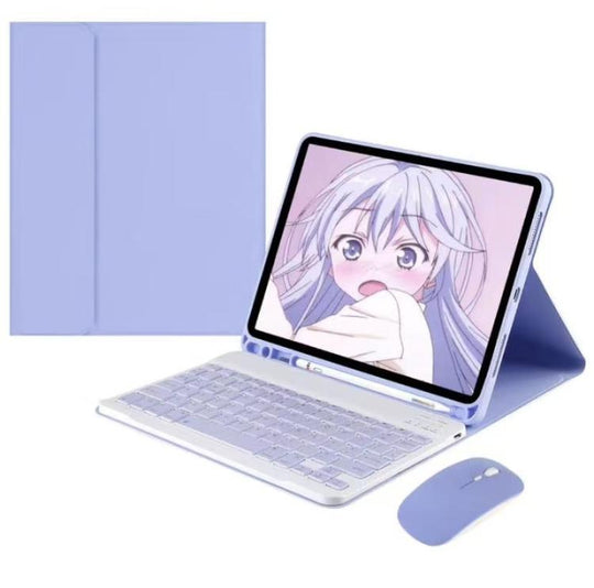 For iPad 2022 Detachable Magnetic Bluetooth Keyboard Tablet Case with Mouse(Bright Purple)