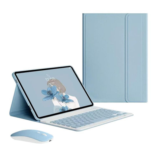 For iPad 2022 Detachable Magnetic Bluetooth Keyboard Tablet Case with Mouse(Dusty Blue)