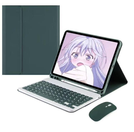 For iPad 2022 Detachable Magnetic Bluetooth Keyboard Tablet Case with Mouse(Dark Green)