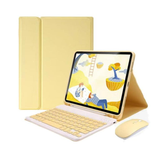 For iPad 2022 Detachable Magnetic Bluetooth Keyboard Tablet Case with Mouse(Yellow)