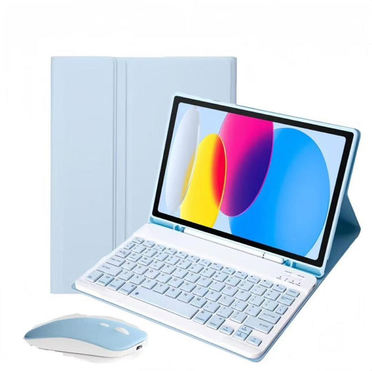 For iPad 2025 Detachable Magnetic Bluetooth Keyboard Tablet Case with Mouse(Sky Blue)
