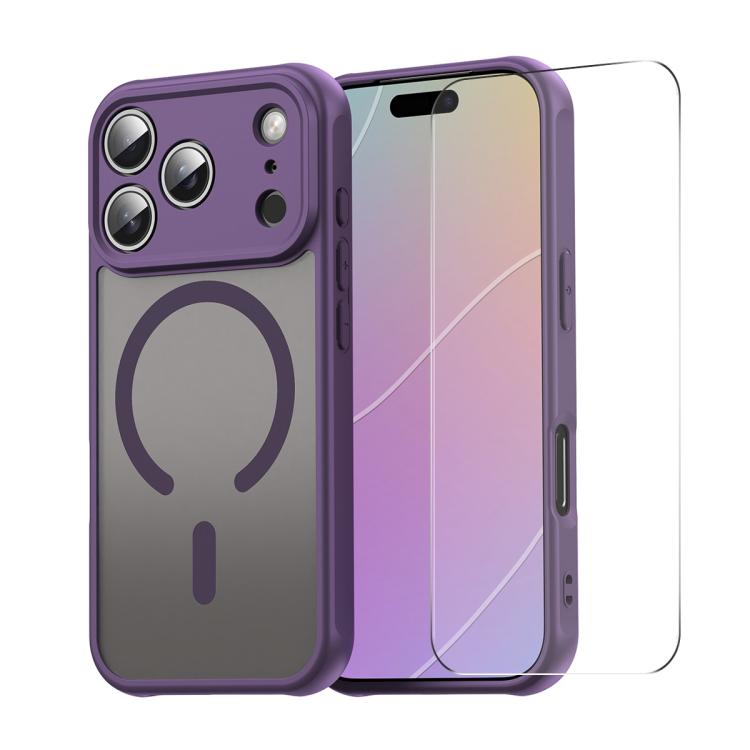 For iPhone 17 Pro ENKAY Hat-Prince MagSafe Matte Translucent Shockproof Phone Case with Large Arc Edge Film(Purple) - iPhone 17 Pro Cases by ENKAY | Online Shopping UK | buy2fix