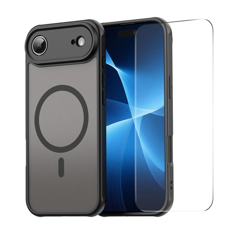 For iPhone Air ENKAY Hat-Prince MagSafe Matte Translucent Shockproof Phone Case with Large Arc Edge Film(Black) - iPhone Air Cases by ENKAY | Online Shopping UK | buy2fix