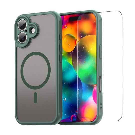 For iPhone 17 ENKAY Hat-Prince MagSafe Matte Translucent Shockproof Phone Case with Large Arc Edge Film(Green)
