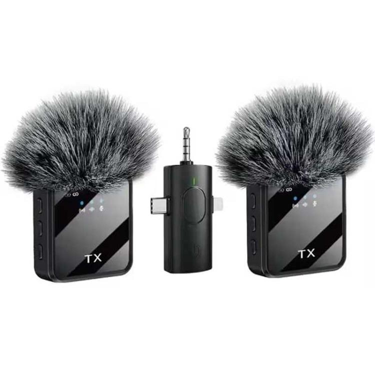 Mini Wireless Lavalier Microphone with 3 in 1 Receiver and Dual Microphone for Interview / Vlog / Podcast - Microphone by buy2fix | Online Shopping UK | buy2fix