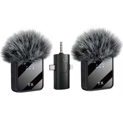 Mini Wireless Lavalier Microphone with 3 in 1 Receiver and Dual Microphone for Interview / Vlog / Podcast - Microphone by buy2fix | Online Shopping UK | buy2fix