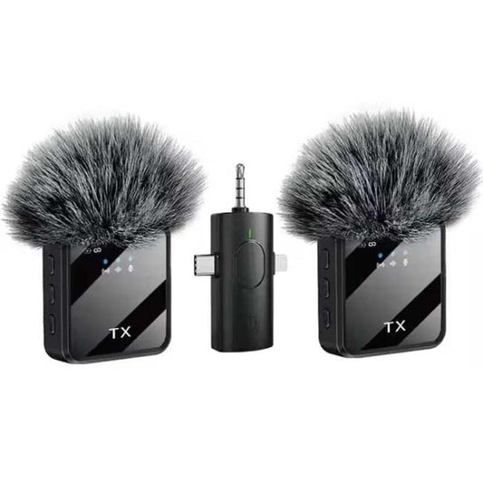 Mini Wireless Lavalier Microphone with 3 in 1 Receiver and Dual Microphone for Interview / Vlog / Podcast - Microphone by buy2fix | Online Shopping UK | buy2fix