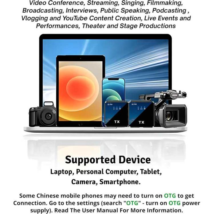 Mini Wireless Lavalier Microphone with 3 in 1 Receiver and Dual Microphone for Interview / Vlog / Podcast - Microphone by buy2fix | Online Shopping UK | buy2fix