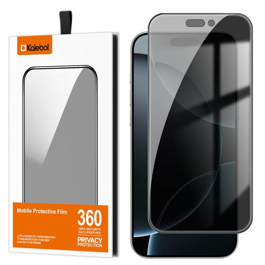 For iPhone 16 Pro Max Kalebol High-Aluminum Screen-Printed Full-Coverage Black-Border Privacy Tempered Glass Film - iPhone 16 Pro Max Tempered Glass by Kalebol | Online Shopping UK | buy2fix