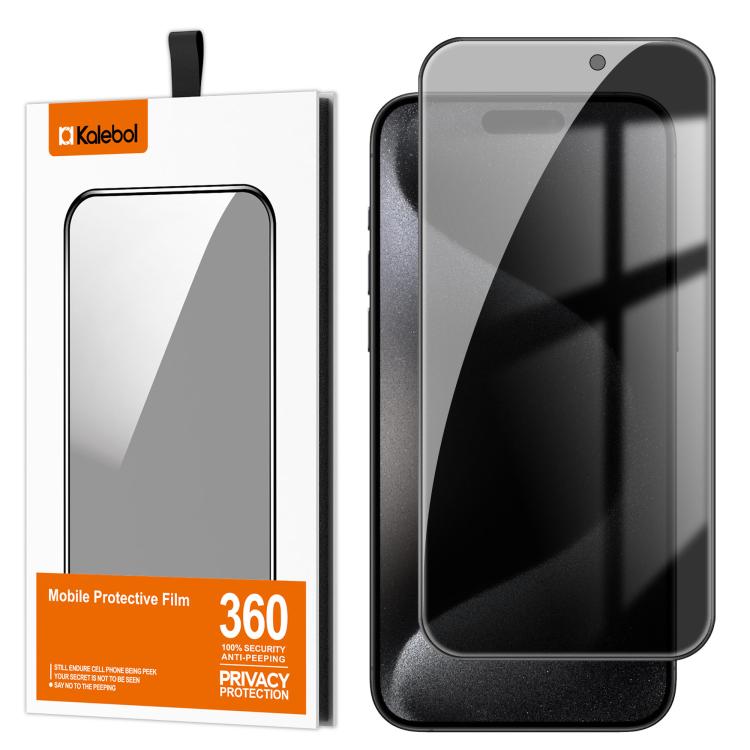 For iPhone 15 Pro Max Kalebol High-Aluminum Screen-Printed Full-Coverage Black-Border Privacy Tempered Glass Film - iPhone 15 Pro Max Tempered Glass by Kalebol | Online Shopping UK | buy2fix