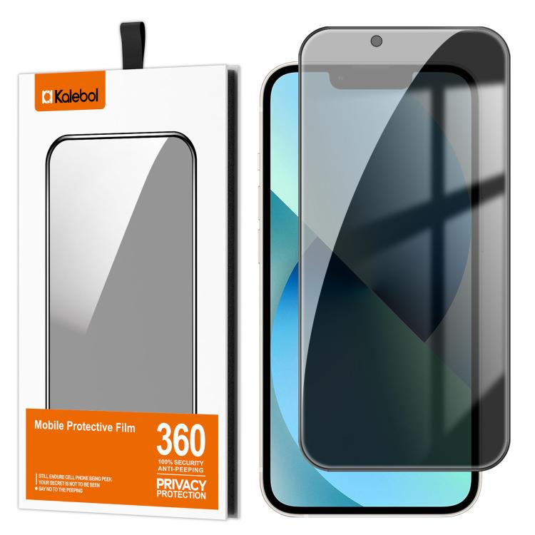 For iPhone 13 Kalebol High-Aluminum Screen-Printed Full-Coverage Black-Border Privacy Tempered Glass Film - iPhone 13 Tempered Glass by Kalebol | Online Shopping UK | buy2fix