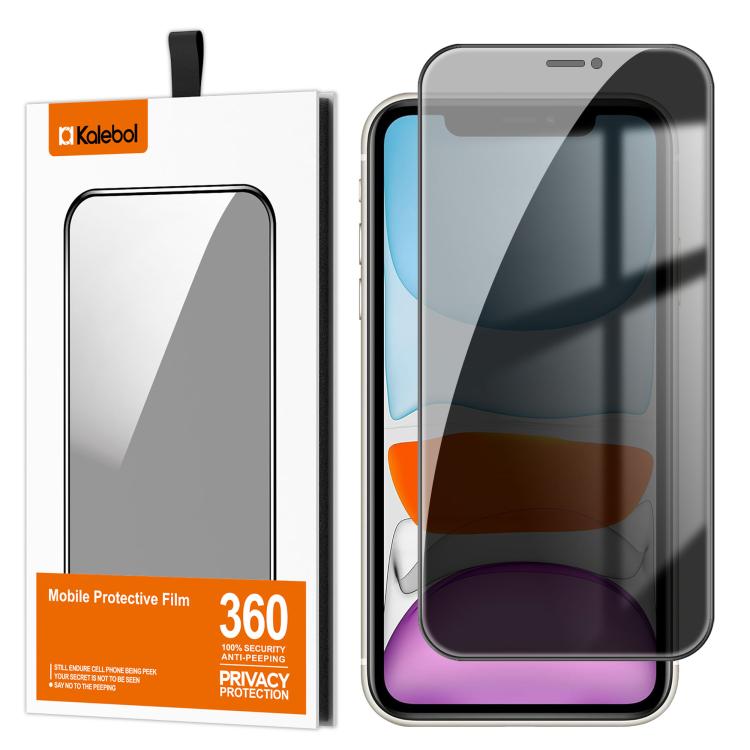 For iPhone 11 Kalebol High-Aluminum Screen-Printed Full-Coverage Black-Border Privacy Tempered Glass Film - iPhone 11 Tempered Glass by Kalebol | Online Shopping UK | buy2fix