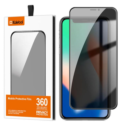 For iPhone X Kalebol High-Aluminum Screen-Printed Full-Coverage Black-Border Privacy Tempered Glass Film - iPhone X & XS Tempered Glass by Kalebol | Online Shopping UK | buy2fix