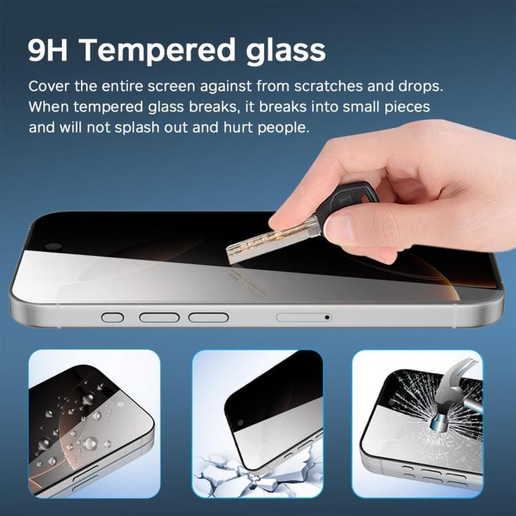 For iPhone 16 Plus Kalebol High-Aluminum Screen-Printed Full-Coverage Black-Border Privacy Tempered Glass Film - iPhone 16 Plus Tempered Glass by Kalebol | Online Shopping UK | buy2fix