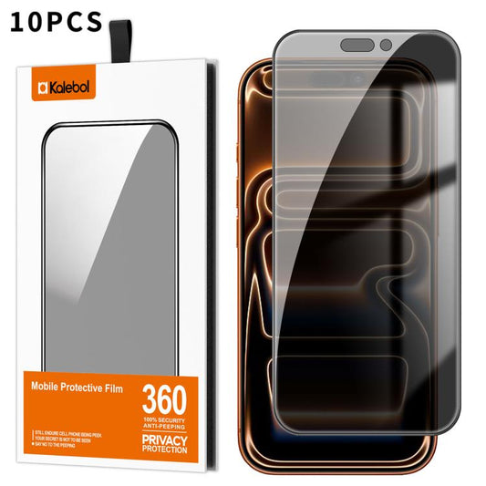 For iPhone 17 Pro Max Kalebol 10pcs High-Aluminum Screen-Printed Full-Coverage Black-Border Privacy Tempered Glass Film - iPhone 17 Pro Max Tempered Glass by Kalebol | Online Shopping UK | buy2fix