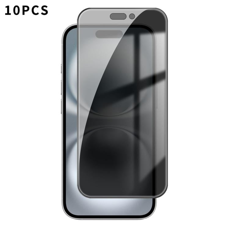 For iPhone 16 Plus Kalebol 10pcs High-Aluminum Screen-Printed Full-Coverage Black-Border Privacy Tempered Glass Film - iPhone 16 Plus Tempered Glass by Kalebol | Online Shopping UK | buy2fix