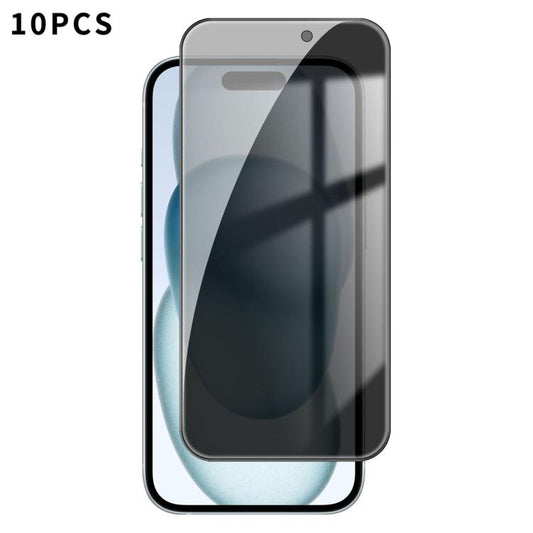 For iPhone 15 Plus Kalebol 10pcs High-Aluminum Screen-Printed Full-Coverage Black-Border Privacy Tempered Glass Film - iPhone 15 Plus Tempered Glass by Kalebol | Online Shopping UK | buy2fix