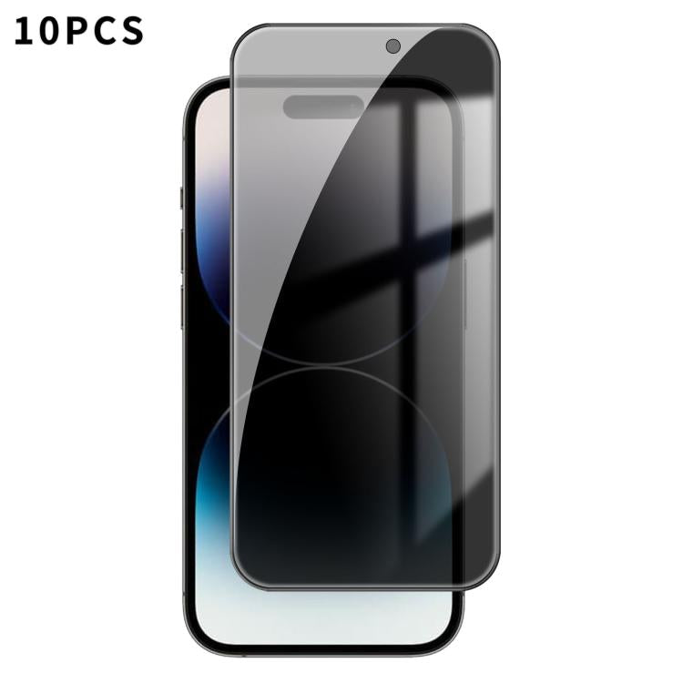 For iPhone 14 Pro Kalebol 10pcs High-Aluminum Screen-Printed Full-Coverage Black-Border Privacy Tempered Glass Film - iPhone 14 Pro Tempered Glass by Kalebol | Online Shopping UK | buy2fix
