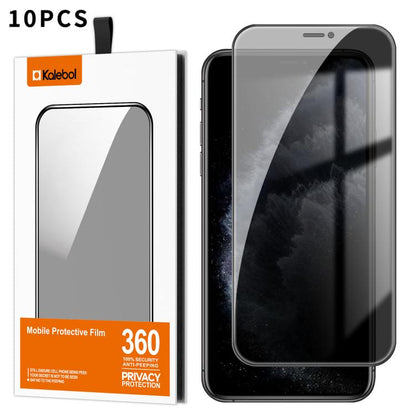 For iPhone 11 Pro Kalebol 10pcs High-Aluminum Screen-Printed Full-Coverage Black-Border Privacy Tempered Glass Film - iPhone 11 Pro Tempered Glass by Kalebol | Online Shopping UK | buy2fix