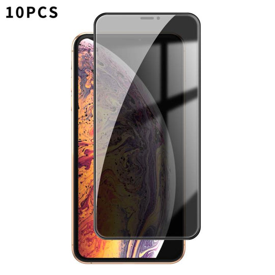 For iPhone XS 10pcs Kalebol High-Aluminum Screen-Printed Full-Coverage Black-Border Privacy Tempered Glass Film