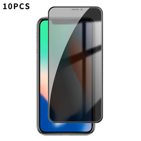 For iPhone X 10pcs Kalebol High-Aluminum Screen-Printed Full-Coverage Black-Border Privacy Tempered Glass Film