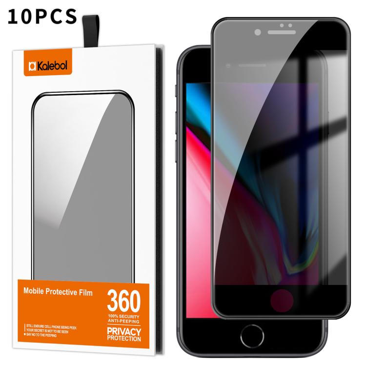 For iPhone 8 Plus Kalebol 10pcs High-Aluminum Screen-Printed Full-Coverage Black-Border Privacy Tempered Glass Film - iPhone 8 Plus & 7 Plus Tempered Glass by Kalebol | Online Shopping UK | buy2fix