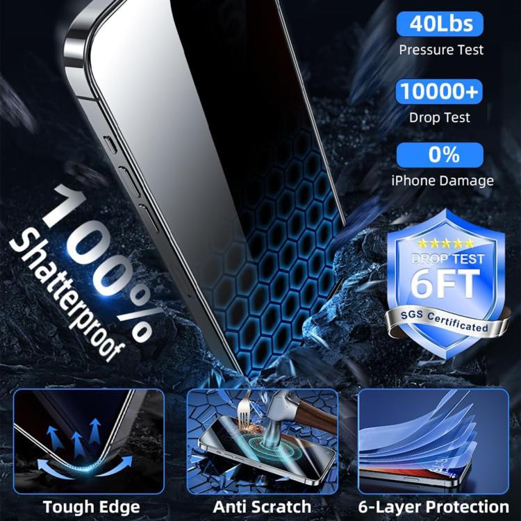 For iPhone 6s Plus Kalebol 10pcs High-Aluminum Screen-Printed Full-Coverage Black-Border Privacy Tempered Glass Film - Tempered Glass Film by Kalebol | Online Shopping UK | buy2fix