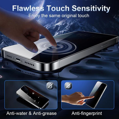 For iPhone 13 Pro Kalebol 10pcs High-Aluminum Screen-Printed Full-Coverage Black-Border Privacy Tempered Glass Film - iPhone 13 Pro Tempered Glass by Kalebol | Online Shopping UK | buy2fix