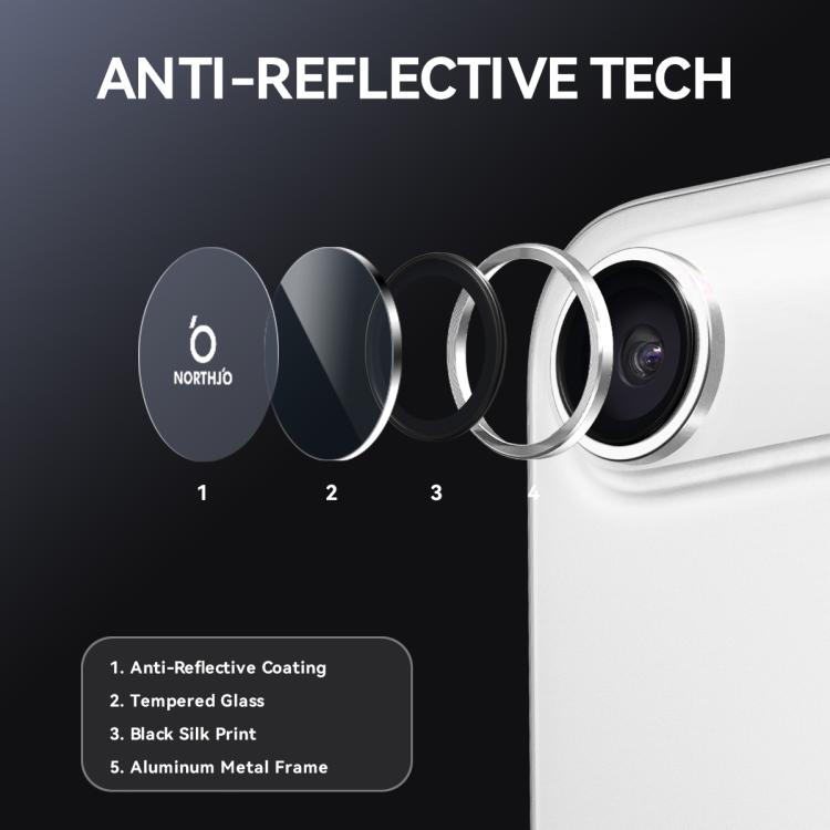 For iPhone Air NORTHJO Camera Lens Protector CD Metal Ring Tempered Glass Film(Silver) - iPhone Air Tempered Glass by NORTHJO | Online Shopping UK | buy2fix