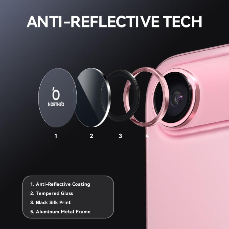 For iPhone Air NORTHJO Camera Lens Protector CD Metal Ring Tempered Glass Film(Pink) - iPhone Air Tempered Glass by NORTHJO | Online Shopping UK | buy2fix