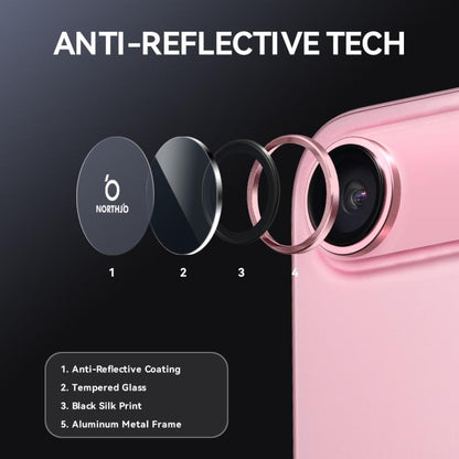 For iPhone Air NORTHJO Camera Lens Protector CD Metal Ring Tempered Glass Film(Pink) - iPhone Air Tempered Glass by NORTHJO | Online Shopping UK | buy2fix
