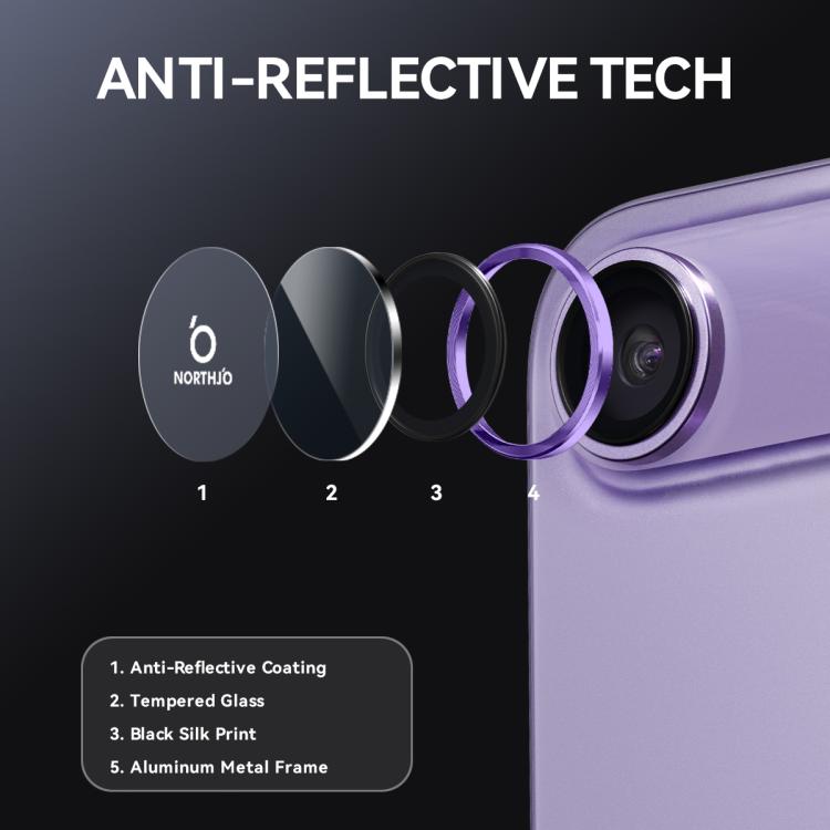 For iPhone Air NORTHJO Camera Lens Protector CD Metal Ring Tempered Glass Film(Purple) - iPhone Air Tempered Glass by NORTHJO | Online Shopping UK | buy2fix