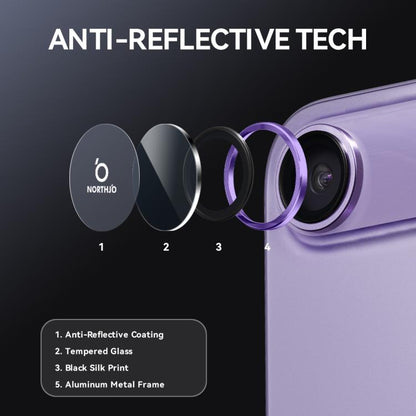 For iPhone Air NORTHJO Camera Lens Protector CD Metal Ring Tempered Glass Film(Purple) - iPhone Air Tempered Glass by NORTHJO | Online Shopping UK | buy2fix