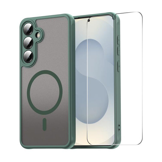 For Galaxy S25+ / S24+ 5G ENKAY Hat-Prince MagSafe Matte Translucent Shockproof Phone Case with 0.18mm High Aluminum-silicon Glass Film(Green)